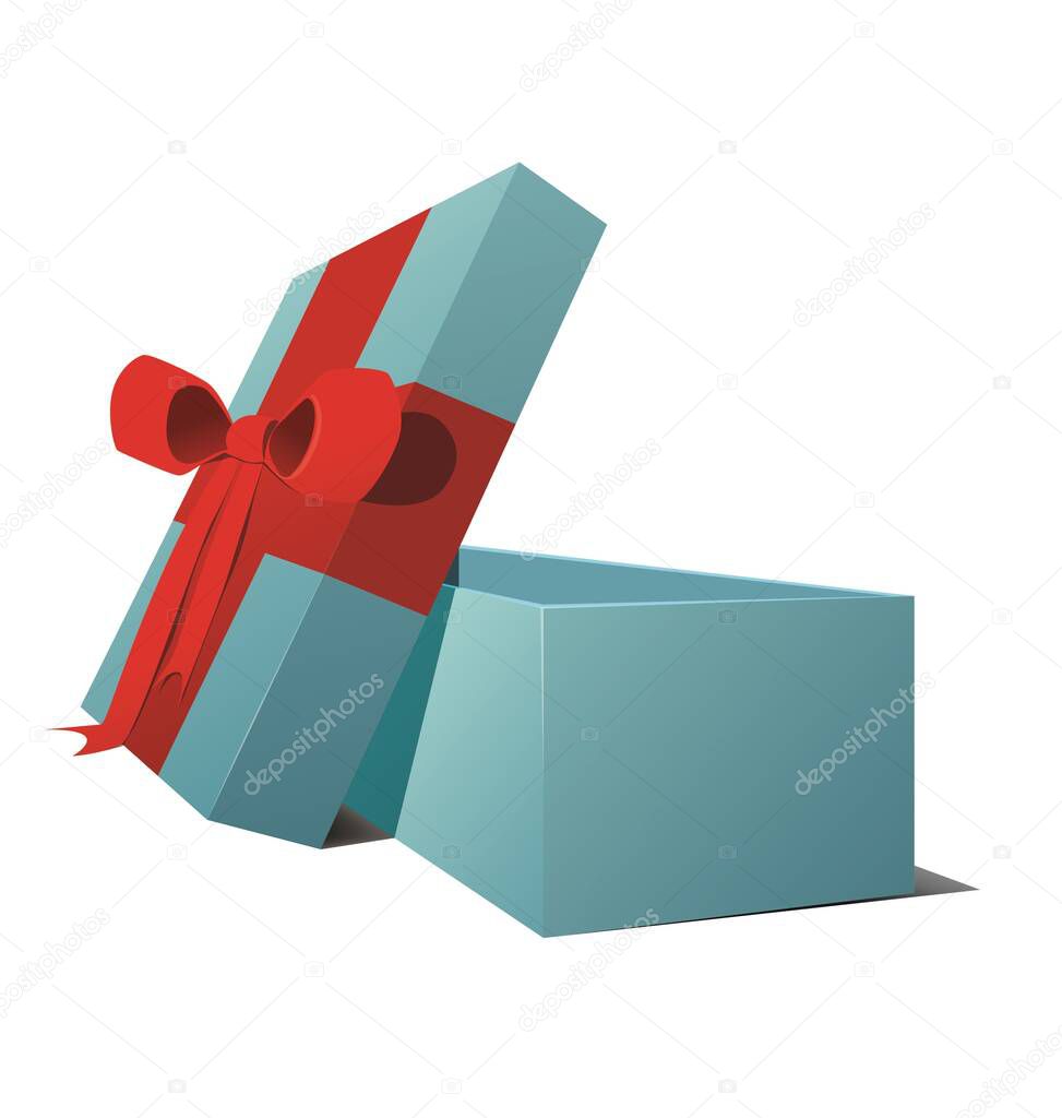 Blue gift box with a ribbon