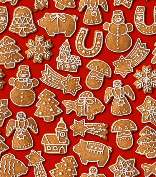Απρόσκοπτη υπόβαθρο με Χριστουγέννων cookies μελόψωμο — Φωτογραφία Αρχείου