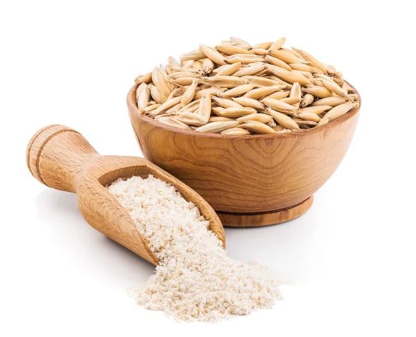 Whole grain oat flour isolated on white — Stock Photo, Image
