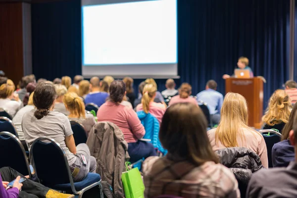 Audience in lecture hall participating at business event. — Stock Photo, Image