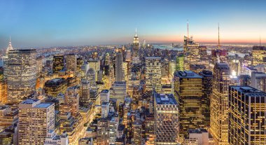 New York Şehri Manhattan şehir merkezi silueti.