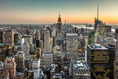 New York Şehri Manhattan şehir merkezi silueti.
