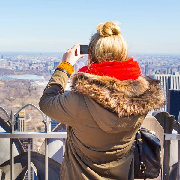 Turista tirar fotos de Nova York. — Fotografia de Stock