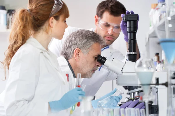 Investigadores sanitarios que trabajan en laboratorio científico. —  Fotos de Stock