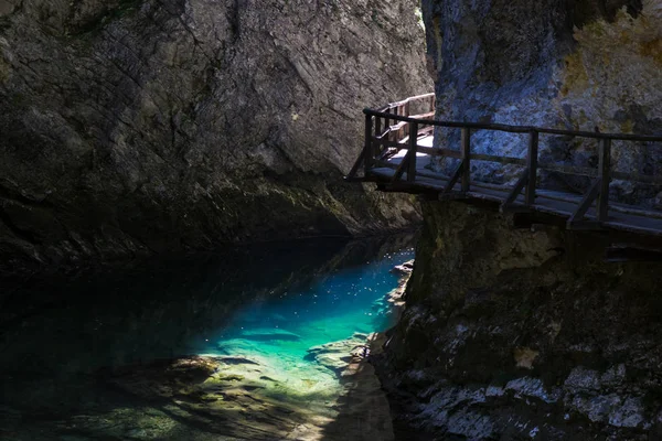 El fabuloso desfiladero de Vintgar en Eslovenia cerca del lago Bled —  Fotos de Stock