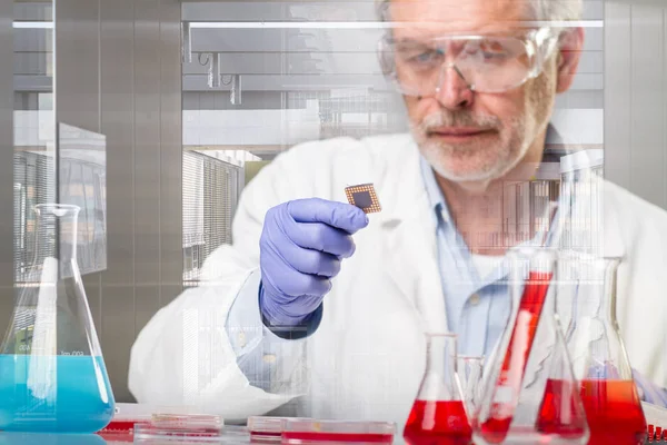 Senior life science research researching in modern scientific laboratory. — Stock Photo, Image