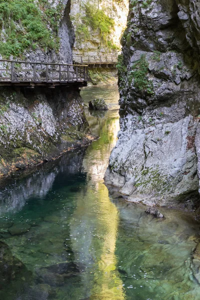 O fabuloso desfiladeiro de Vintgar na Eslovénia perto do lago Bled — Fotografia de Stock