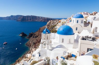 Geleneksel Yunan Köyü, Oia, Santorini Island, Yunanistan.