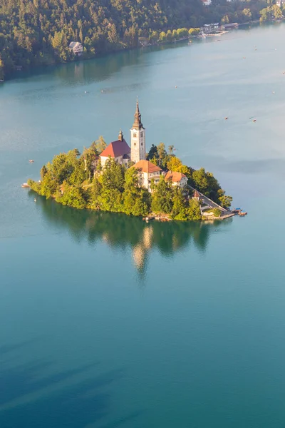 Panoramautsikt över sjön Bled, Slovenien — Stockfoto