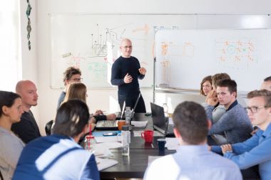 Gayri resmi bilişim sektörü girişimi şirket takımı toplantısı.