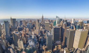 New York Şehri Manhattan şehir merkezi silueti.