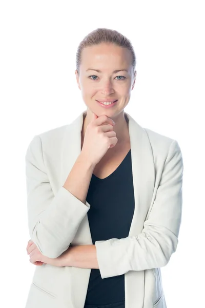 Business woman standing against white background. — Stock Photo, Image