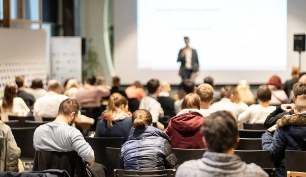 Üzleti előadó előadást tart az üzleti konferencián. — Stock Fotó