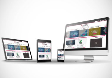 Birden fazla cihaz ile iş haber internet web sitesi vektör