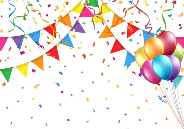 Kutlama tasarım bayrak, balon, konfeti ve flama