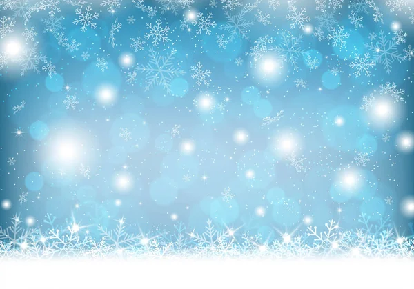 눈과 눈송이로 뒤덮인 겨울 풍경 — 스톡 벡터