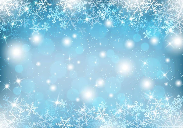 Winter Hintergrund mit Schnee und Schneeflocken — Stockvektor