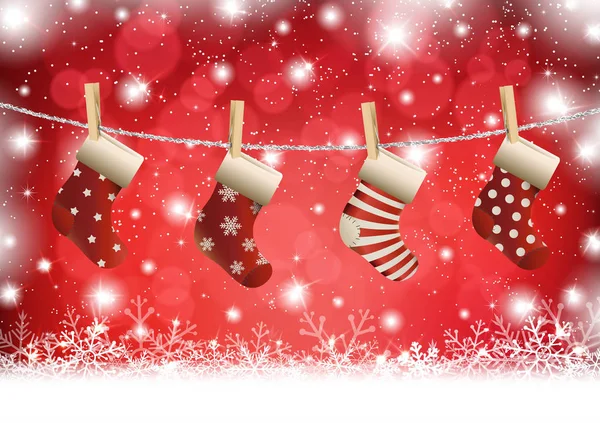 Kış arka plan üzerinde Noel çorap