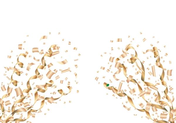 Confettis et banderoles dorés éclatants — Image vectorielle