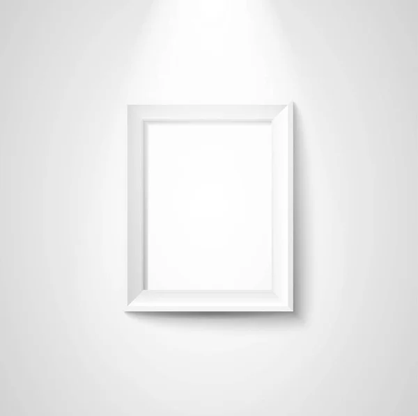 Cadre photo blanc vierge avec projecteurs — Image vectorielle