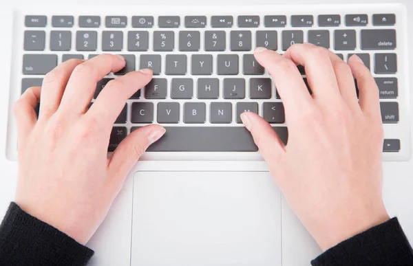 Closeup woman typing on laptop computer — Stock Photo, Image