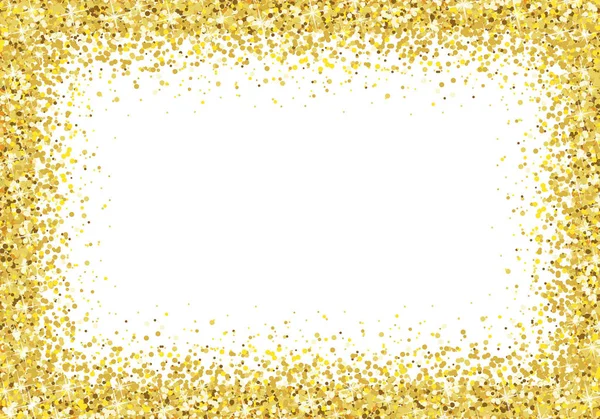 Gold Glitzerrahmen auf weißem Hintergrund Vektor — Stockvektor