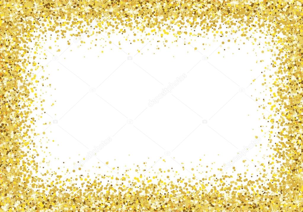 Gold glitter frame on white background Vector