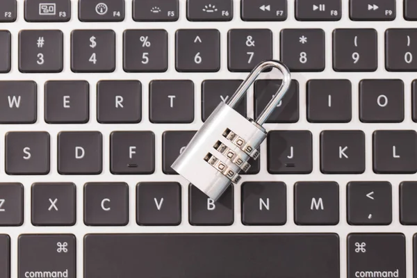 Lock on the laptop keyboard background — Stock Photo, Image