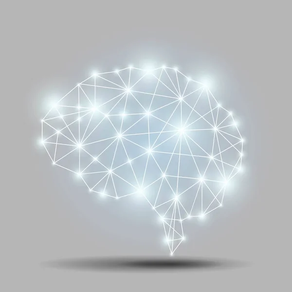Glowing brain polygon — Stock Vector