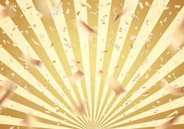 Fallendes Goldkonfetti Vor Sonnenaufgang Vektorillustration — Stockvektor