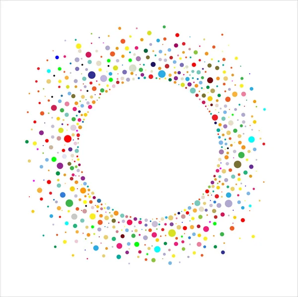 Circular Frame Colorful Confetti White Background — Stock Vector