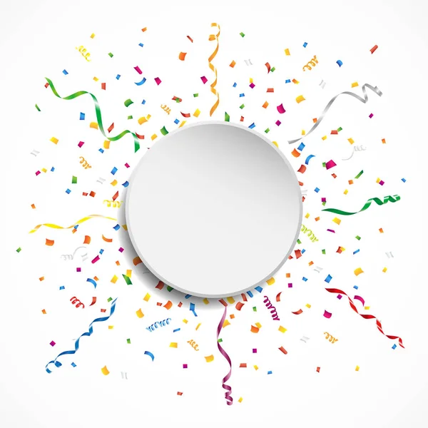 Fond Célébration Circulaire Avec Confettis Banderole Illustration Vectorielle — Image vectorielle
