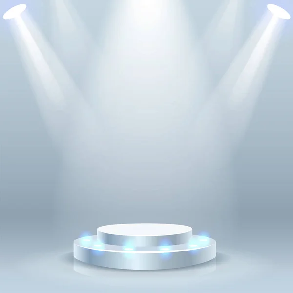 Podium d'étape blanc avec fond de projecteur — Image vectorielle