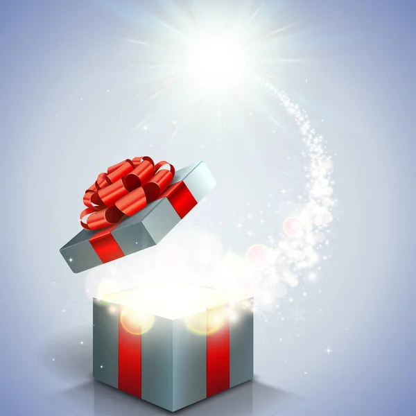 Open gift box and magical light Stockillustration