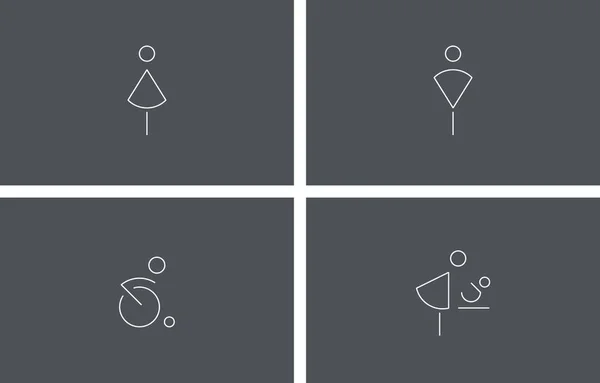 Toilet Icons Public Toilets Symbols Line Vector Illustrations — Stock Vector