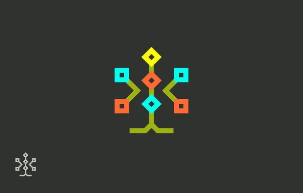 Símbolo Árvore Geométrica Ícone Árvore Colorida Ambiental — Vetor de Stock