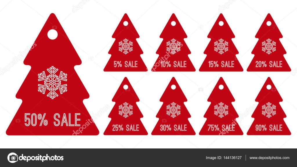Winter Sale Shopping Tag Symbols Red Christmas Trees Vector 5 10 15 20 25 Winter Sale Shopping Tag Symbols Red Christmas Trees Vector 5 10 15 20 25