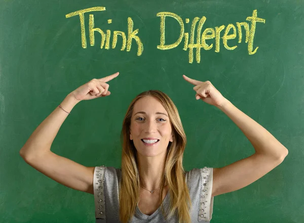 Happy woman with think different concept