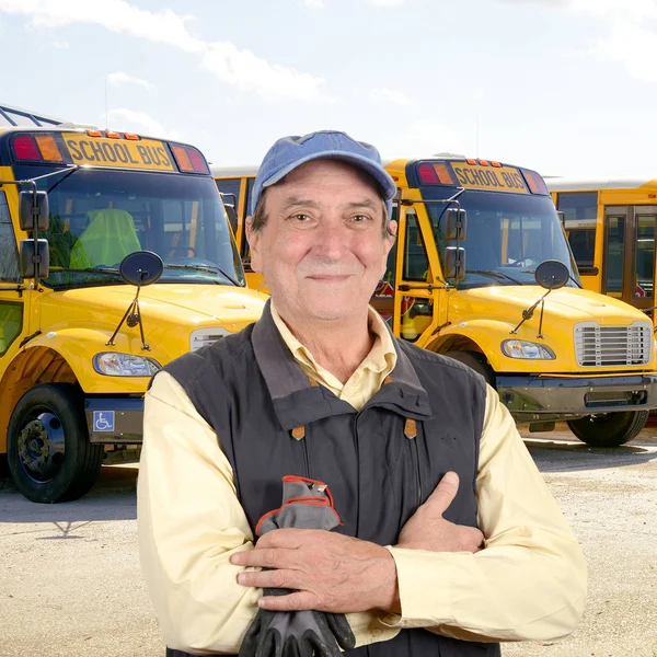 Confident school bus driver