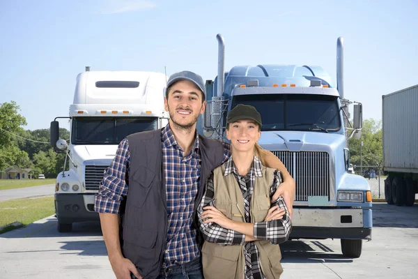 Young couple truck drivers