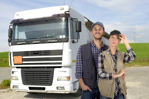 Young couple truck drivers