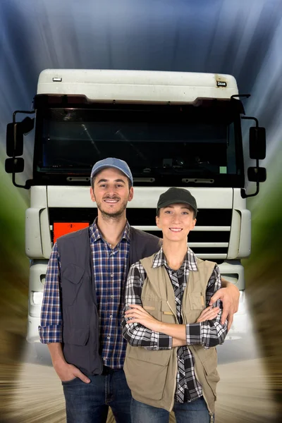 Young couple truck drivers