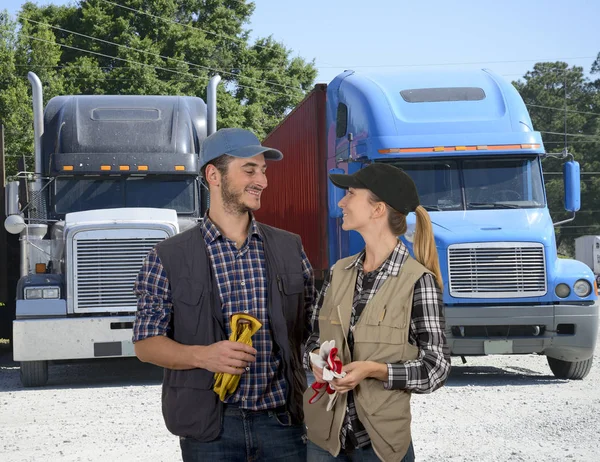 Young couple truck drivers