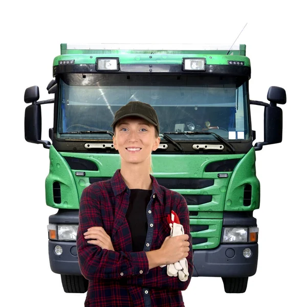 Young female truck driver