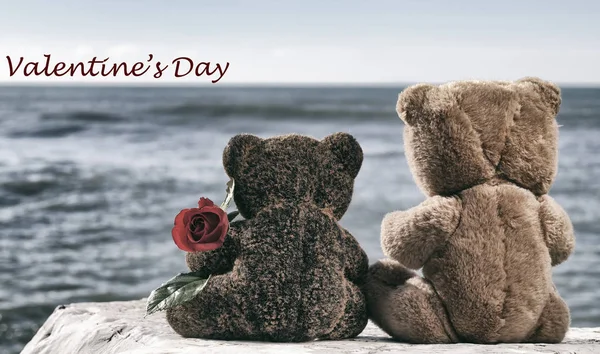 Valentine\'s Day card, teddy bears in love