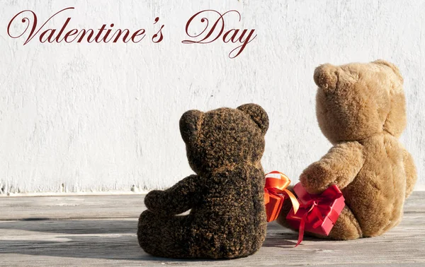 Valentine\'s Day card, teddy bears in love