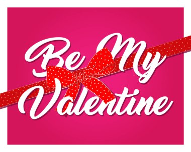 Sevgililer günü vektör çizim tebrik kartı ve metin kırmızı yayla