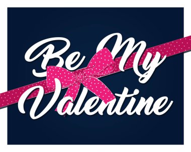 Sevgililer günü vektör çizim tebrik kartı ve metin pembe yayla