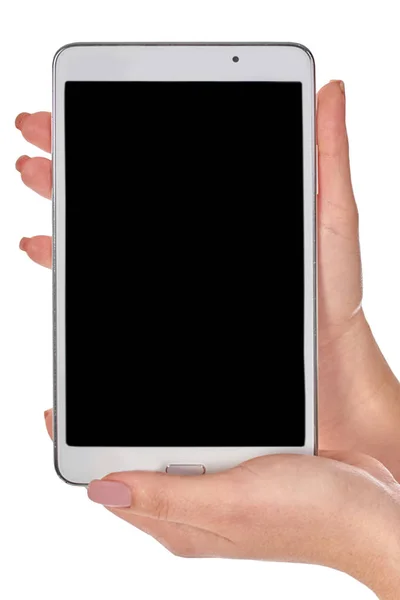 Hand die een tablet vasthoudt — Stockfoto