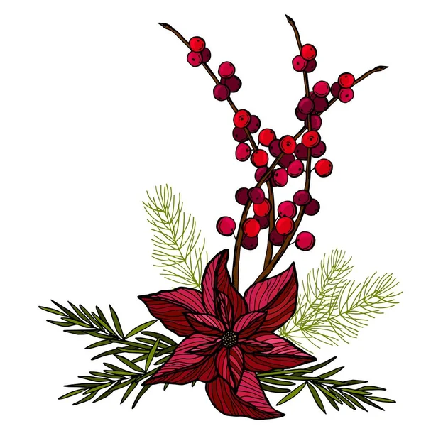 Karácsonyi Üdvözlőlap Poinsetia Virágok Sablon Design Üdülési Kártyák Bejelentések Plakátok — Stock Vector